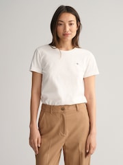 GANT White Original Shield Logo 100% Cotton T-Shirt - Image 1 of 6