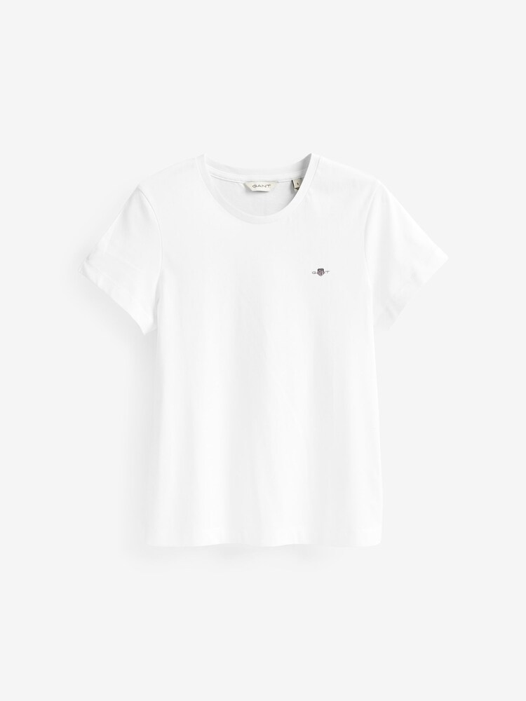 GANT White Original Shield Logo 100% Cotton T-Shirt - Image 6 of 6