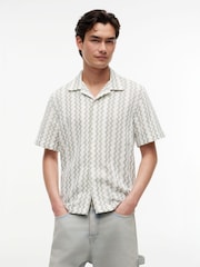 Tommy Jeans Green Regular Fit Textured Short Sleeve Shirt - Image 1 of 6