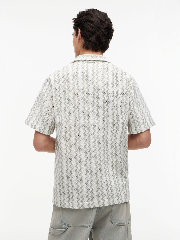 Tommy Jeans Green Regular Fit Textured Short Sleeve Shirt - Image 2 of 6