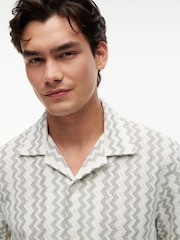 Tommy Jeans Green Regular Fit Textured Short Sleeve Shirt - Image 4 of 6