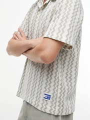Tommy Jeans Green Regular Fit Textured Short Sleeve Shirt - Image 5 of 6