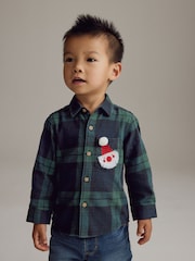 Green Tartan Check Character Long Sleeve Check 100% Cotton Shirt (3mths-7yrs) - Image 1 of 9