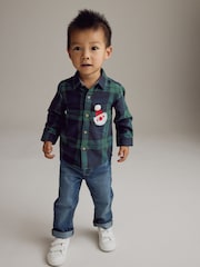 Green Tartan Check Character Long Sleeve Check 100% Cotton Shirt (3mths-7yrs) - Image 2 of 9