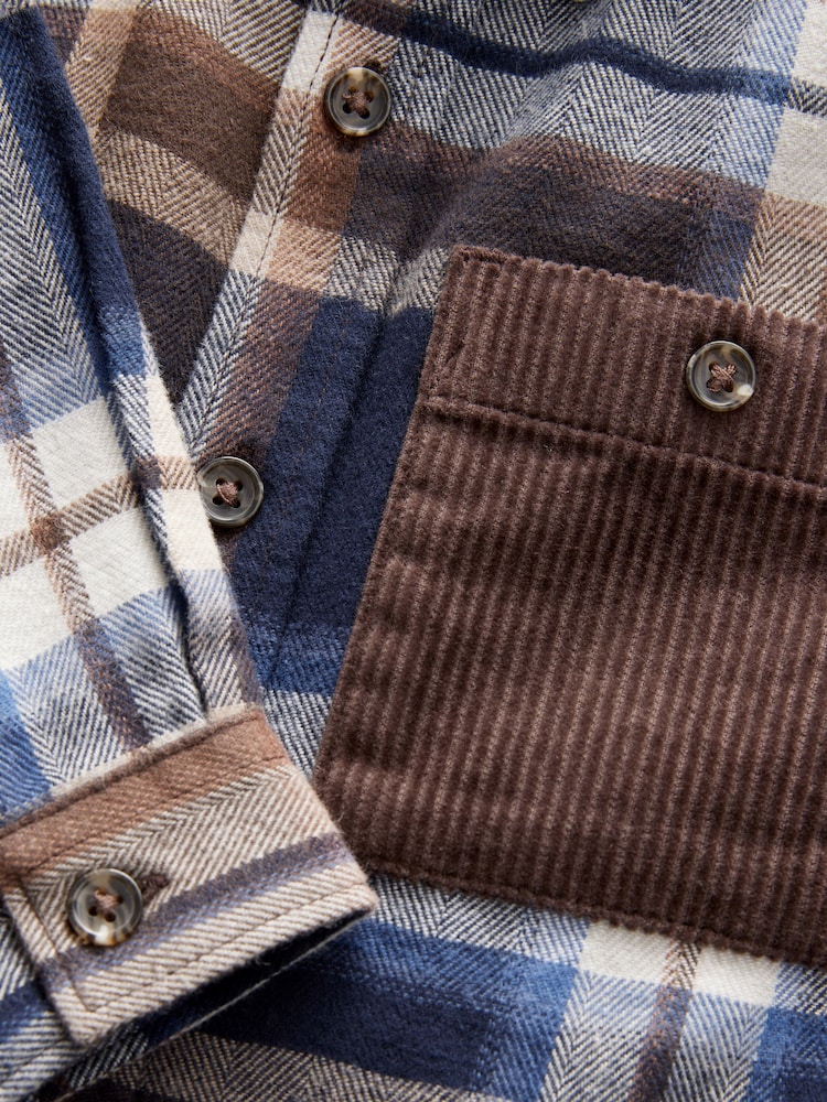 Navy/Brown Check Shirt Long Sleeve Check 100% Cotton Shirt (3mths-7yrs) - Image 11 of 11
