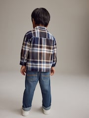 Navy/Brown Check Shirt Long Sleeve Check 100% Cotton Shirt (3mths-7yrs) - Image 4 of 11