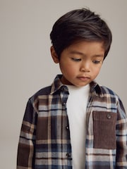 Navy/Brown Check Shirt Long Sleeve Check 100% Cotton Shirt (3mths-7yrs) - Image 7 of 11