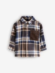 Navy/Brown Check Shirt Long Sleeve Check 100% Cotton Shirt (3mths-7yrs) - Image 8 of 11