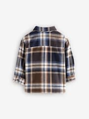 Navy/Brown Check Shirt Long Sleeve Check 100% Cotton Shirt (3mths-7yrs) - Image 9 of 11