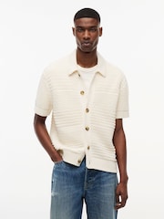 Tommy Jeans Cream Tommy Badge Woven Short Sleeve Shirt - Image 1 of 5