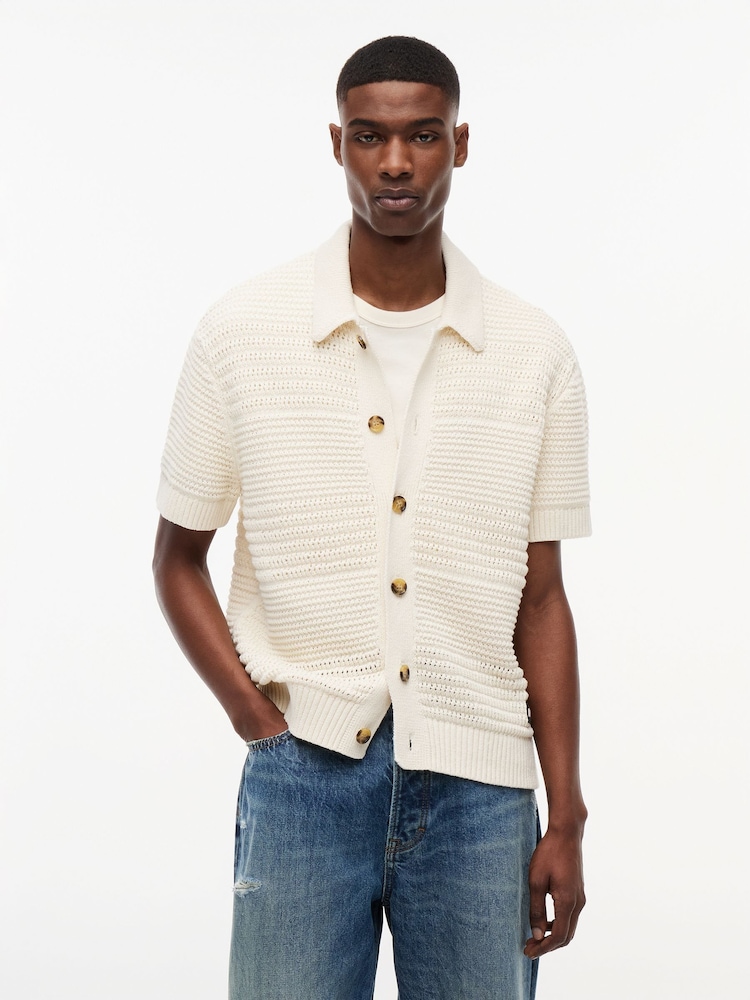 Tommy Jeans Cream Tommy Badge Woven Short Sleeve Shirt - Image 1 of 5