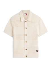 Tommy Jeans Cream Tommy Badge Woven Short Sleeve Shirt - Image 5 of 5