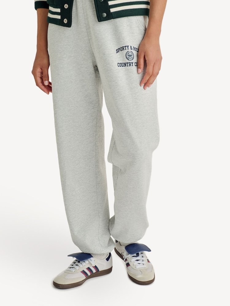 Sporty & Rich Grey Varsity Crest Joggers - Image 1 of 5 Sporty & Rich Grey Varsity Crest Joggers - Image 1 of 5