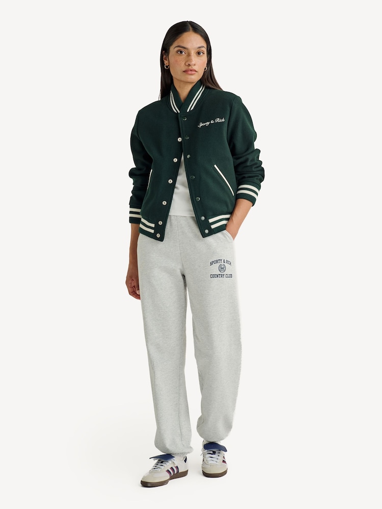 Sporty & Rich Grey Varsity Crest Joggers - Image 2 of 5 Sporty & Rich Grey Varsity Crest Joggers - Image 2 of 5