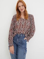 FatFace Brown Patsy Ikat Geo Tunic - Image 1 of 4