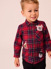 Red tartan Character Long Sleeve Check 100% Cotton Shirt (3mths-7yrs) - Image 1 of 7