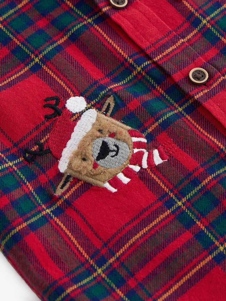 Red tartan Character Long Sleeve Check 100% Cotton Shirt (3mths-7yrs) - Image 7 of 7