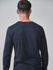 Navy Blue Slim Fit Long Sleeve Crew Neck T-Shirt - Image 2 of 5