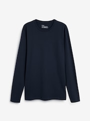 Navy Blue Slim Fit Long Sleeve Crew Neck T-Shirt - Image 5 of 5