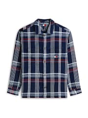 Tommy Jeans Blue Oversized Fit Check Textured Twill Overshirt - Image 5 of 5
