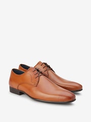 Tan Brown Leather Plain Derby Shoes - Image 2 of 5