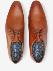 Tan Brown Leather Plain Derby Shoes - Image 3 of 5