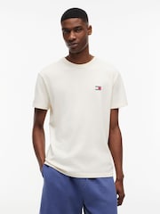 Tommy Jeans Cream Tonal Badge Crew Neck T-Shirt - Image 1 of 5