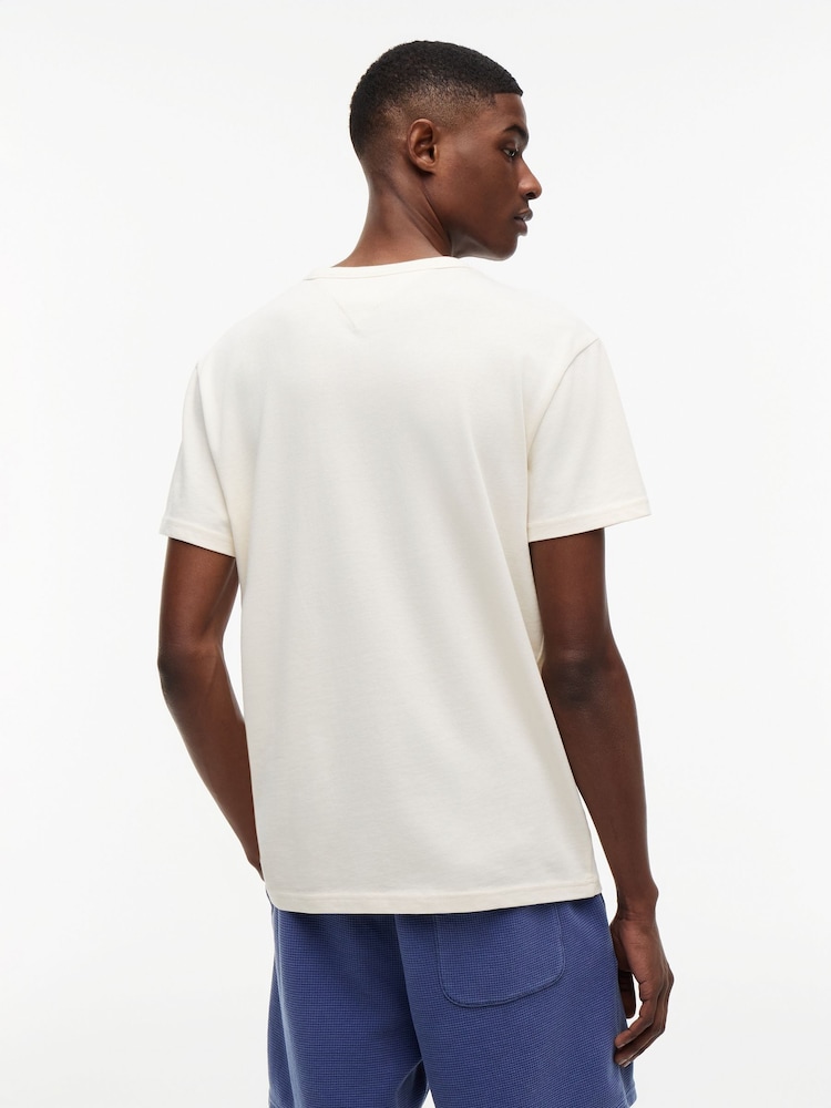 Tommy Jeans Cream Tonal Badge Crew Neck T-Shirt - Image 2 of 5 Tommy Jeans Cream Tonal Badge Crew Neck T-Shirt - Image 2 of 5