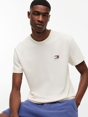 Tommy Jeans Cream Tonal Badge Crew Neck T-Shirt - Image 4 of 5