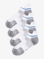 White/Blue 4 Pack Active Cushioned Sports Trainers Socks 4 Pack - Image 1 of 4