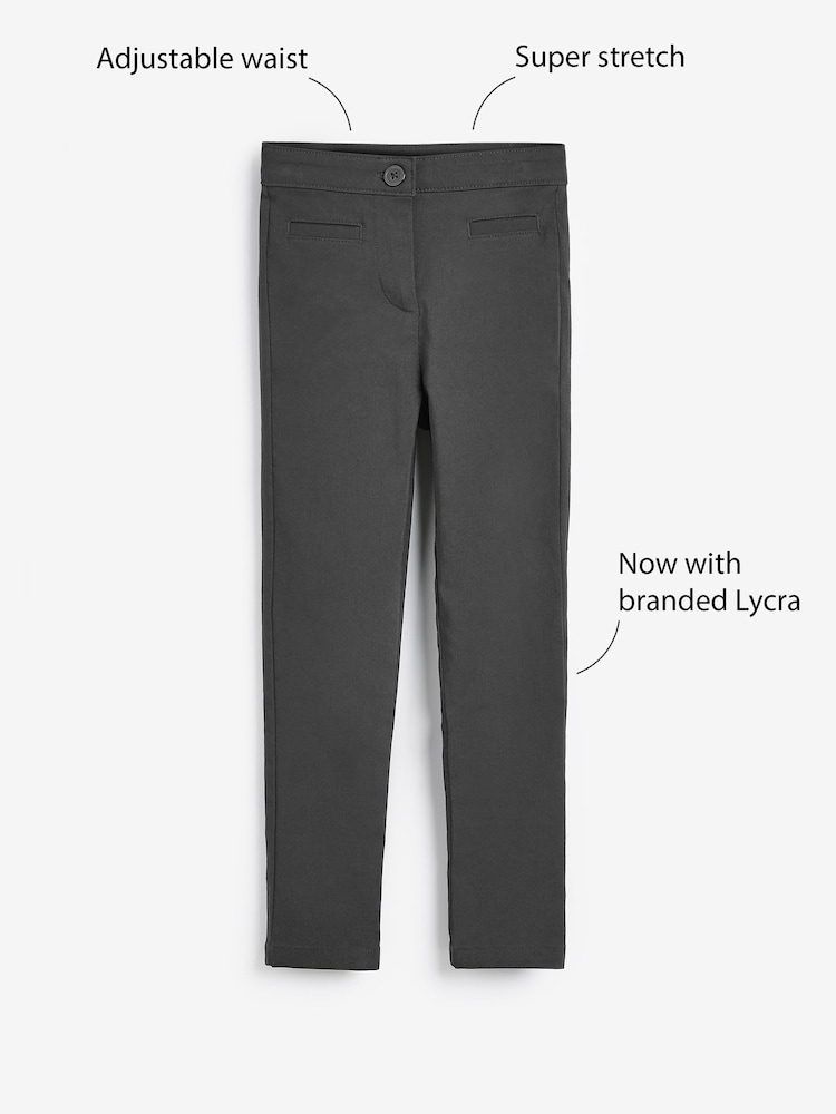 Charcoal Grey Slim Waist School Skinny Stretch Trousers (3-18yrs) - Image 4 of 4