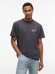 Tommy Jeans Black Back Graphic Textured Relaxed T-Shirt - Image 1 of 5