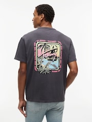 Tommy Jeans Black Back Graphic Textured Relaxed T-Shirt - Image 2 of 5