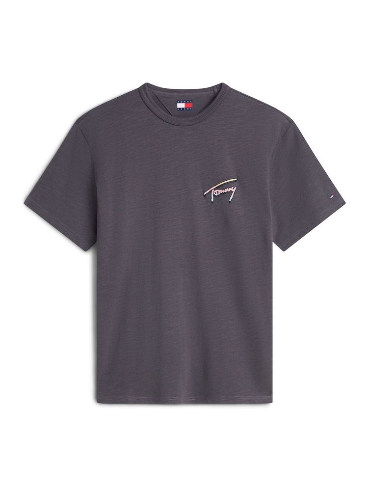 Tommy Jeans Black Back Graphic Textured Relaxed T-Shirt - Image 5 of 5