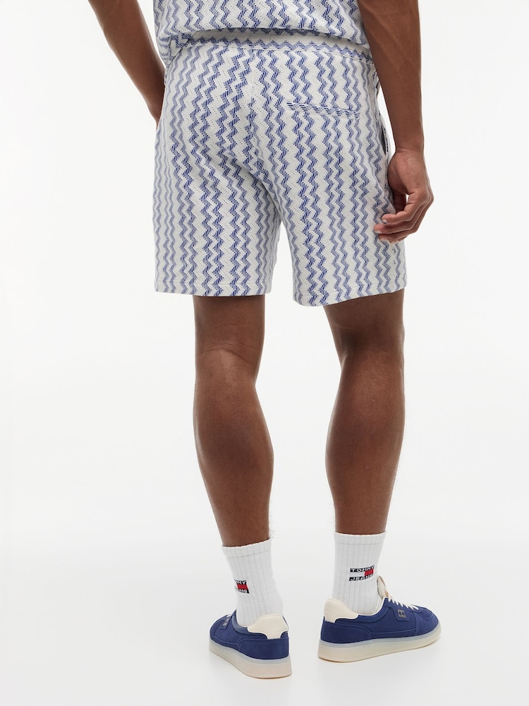 Tommy Jeans Blue Open Textured Logo Label Shorts - Image 2 of 5 Tommy Jeans Blue Open Textured Logo Label Shorts - Image 2 of 5