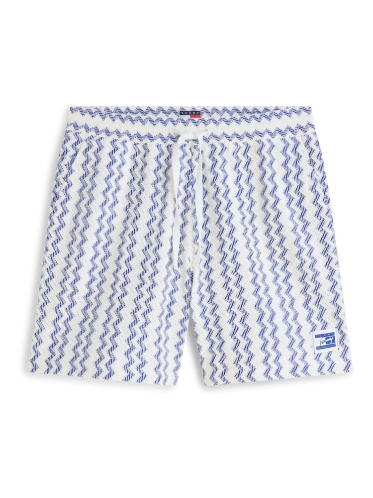 Tommy Jeans Blue Open Textured Logo Label Shorts - Image 5 of 5 Tommy Jeans Blue Open Textured Logo Label Shorts - Image 5 of 5