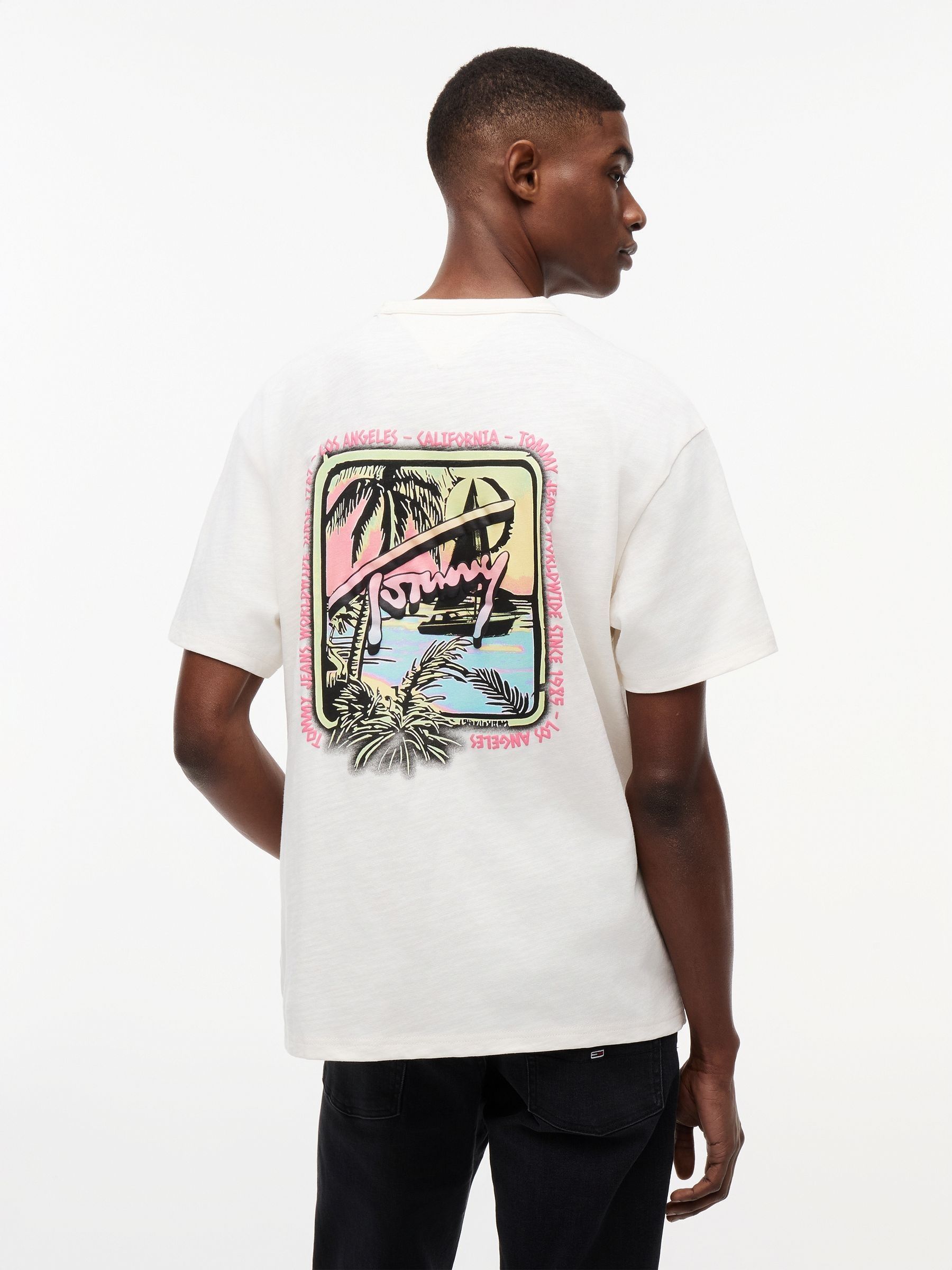 Tommy Hilfiger Jeans Back Graphic Textured Relaxed T-Shirt - Ancient White - Image 3