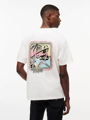 Tommy Jeans White Back Graphic Textured Relaxed T-Shirt - Image 1 of 6
