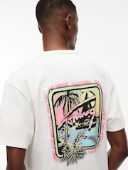 Tommy Jeans White Back Graphic Textured Relaxed T-Shirt - Image 4 of 6