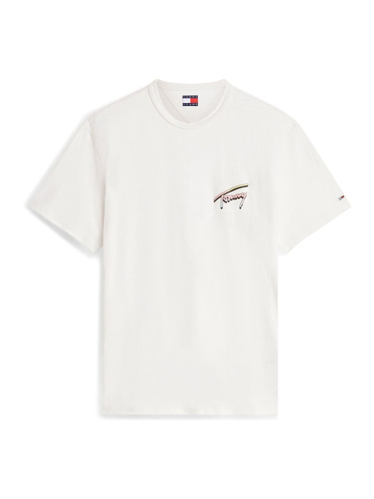 Tommy Jeans White Back Graphic Textured Relaxed T-Shirt - Image 6 of 6