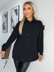 AX Paris Long Sleeve Gold Button Front Black Shirt - Image 4 of 4