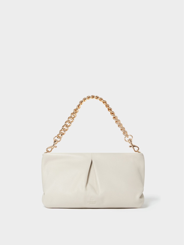 Osprey London Natural The Luxe Pleat Carina Leather Shrug Clutch Bag - Image 1 of 6 Osprey London Natural The Luxe Pleat Carina Leather Shrug Clutch Bag - Image 1 of 6