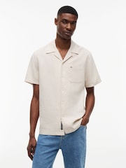 Tommy Jeans Beige Linen Blend Short Sleeve Shirt - Image 1 of 5