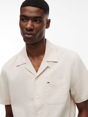 Tommy Jeans Beige Linen Blend Short Sleeve Shirt - Image 2 of 5