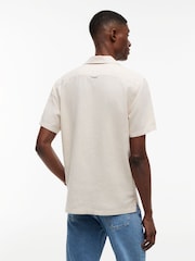 Tommy Jeans Beige Linen Blend Short Sleeve Shirt - Image 4 of 5