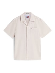 Tommy Jeans Beige Linen Blend Short Sleeve Shirt - Image 5 of 5