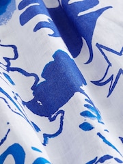 Blue/White Premium 100% Linen Wide Leg Trousers - Image 6 of 6