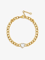 Jon Richard Gold Plated Crystal Heart Chain Stainless Steel Bracelet - Image 1 of 2