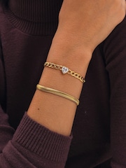 Jon Richard Gold Plated Crystal Heart Chain Stainless Steel Bracelet - Image 2 of 2