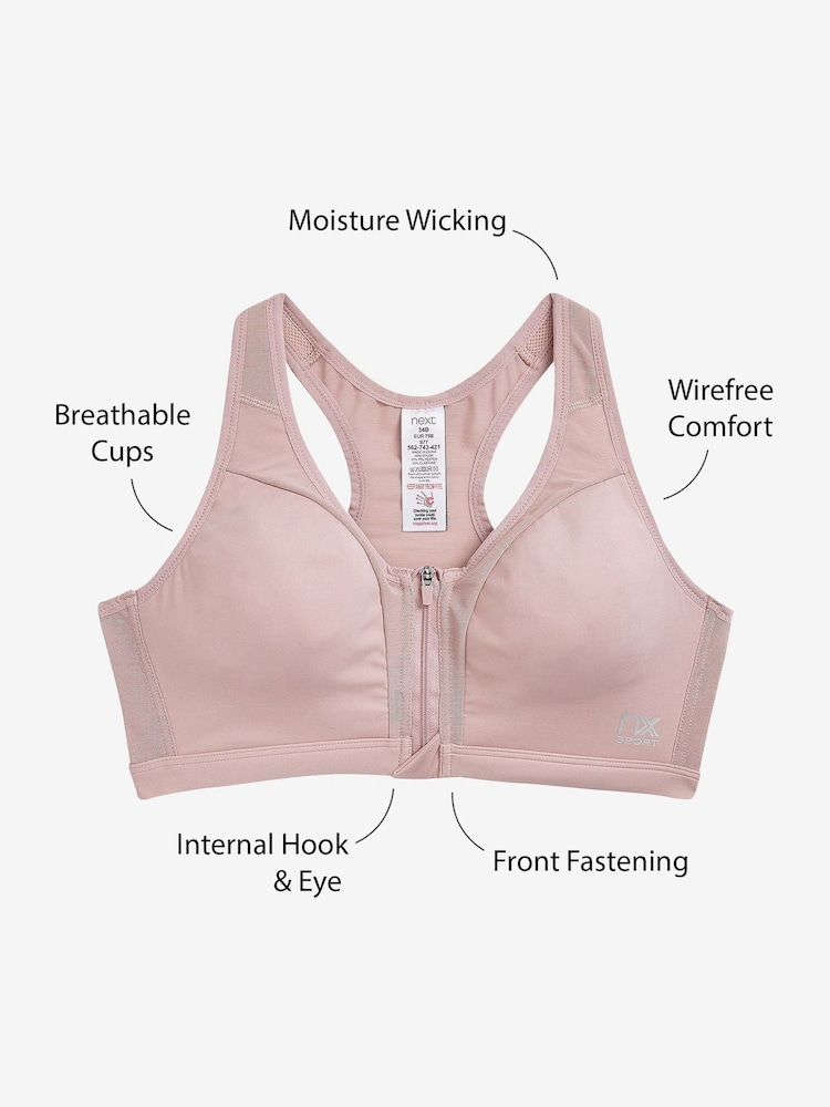 Pink Next Active Sports High Impact Zip Front Bra - Image 4 of 4
